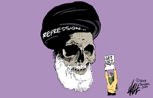 Cartoon: Repression (medium) by halltoons tagged iran,islamic,clerics,protests,iran,islamic,clerics,protests