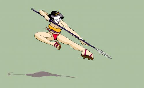 Cartoon: Samurai-Geisha 7 (medium) by halltoons tagged samurai,geisha,japan,japanese,manga,woman,girl