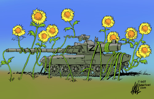 Cartoon: Slava Ukraini! (medium) by halltoons tagged ukraine,russia,war,sunflowers,ukraine,russia,war,sunflowers