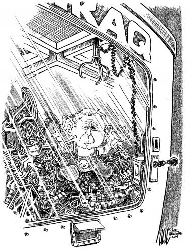 Cartoon: Trapped (medium) by halltoons tagged bush,iraq,war,oil,legacy