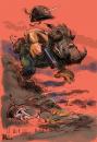 Cartoon: Sgt. Warthog storms the hill (small) by halltoons tagged military,warthog,pig,war