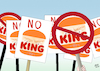 Cartoon: No king please (small) by Ago tagged usa,präsident,donald,trump,städte,landesweit,demonstrationen,proteste,aktionstag,no,king,bedrohung,demokratie,autokratie,einsätze,nationalgarde,militär,vorgehen,gewalt,migranten,einschränkung,meinungsfreiheit,logo,hamburger,kette,politik,caricature,karikatur,cartoon,pressezeichnung,illustration,ago,agostino,natale