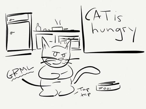 Cartoon: Cat is hungry (medium) by Umsturzworte tagged cat,katze,hunger,essen