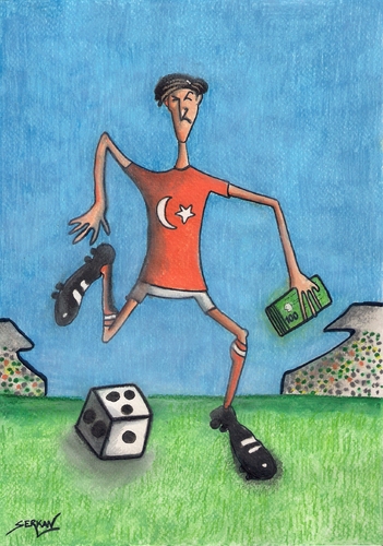 Cartoon: TURKISH FOOTBALL (medium) by serkan surek tagged surekcartoons