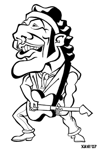Cartoon: Bruce Springsteen (medium) by Xavi dibuixant tagged star,rock,music,springsteen,bruce,boss,the,bruce,springsteen,usa,musiker,musik,sänger,star,rock,boss,karikatur,mann,gitarre