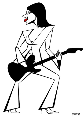 Cartoon: PJ Harvey (medium) by Xavi dibuixant tagged white,black,drawing,cartoon,caricature,band,music,rock,harvey,pj,pj harvey,pj,harvey