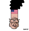 Cartoon: Bush fumes (small) by Xavi dibuixant tagged george bush usa politics kioto washington
