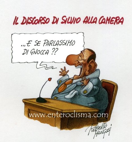 Cartoon: Favourite topic (medium) by Roberto Mangosi tagged bunga,silvio,italy,crisis