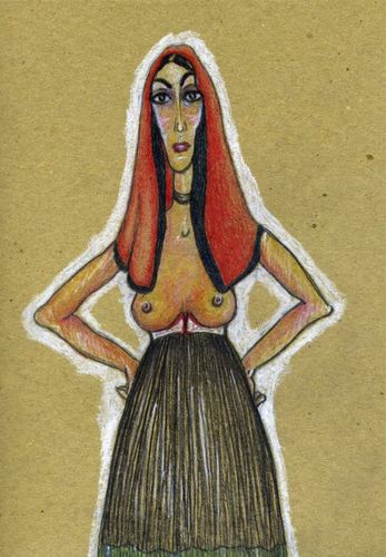 Cartoon: Sardinian Woman (medium) by Francesca tagged sardinia,mfrancesca,batzella