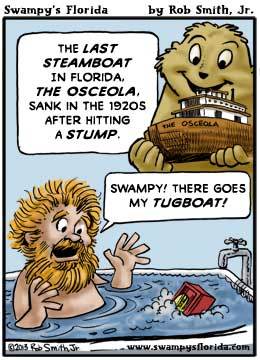 Cartoon: Swampys Webcomic - Steamboats (medium) by RobSmithJr tagged florida,history,tourism,webcomic,tourist,steamboat,stem,boat,osceola