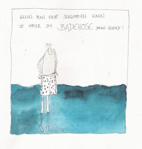 Cartoon: wenn man nicht schwimmen kann .. (medium) by kika tagged schwimmen,