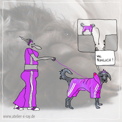 Cartoon: wie peinlich (medium) by kika tagged hund,hundehalterin,mode,hundemode