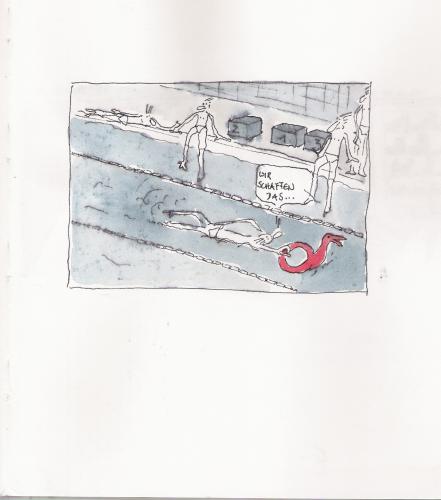 Cartoon: wir schaffen das (medium) by kika tagged schwimmen,sport,wettkampf,