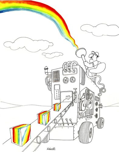 Cartoon: Rainbow production (medium) by Raed Al-Rawi tagged production,rainbow