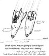 Cartoon: Smart Bomb Vs. Not so Smart one (small) by Raed Al-Rawi tagged bombs