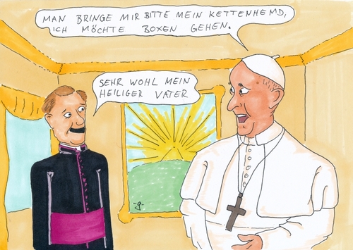 Cartoon: der Kämpferpapst (medium) by gore-g tagged papst,franziskus,katholiken,rom,boxen,meinung,recht,ermahnung