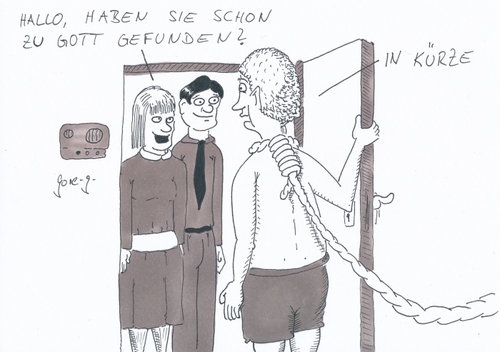 Cartoon: in Kürze (medium) by gore-g tagged zeugen,gott,jehova,tür,klingeln,stören