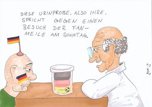 Cartoon: WM-Fieber (medium) by gore-g tagged fussball,fussballfieber,wm,arzt,urin,urinprobe