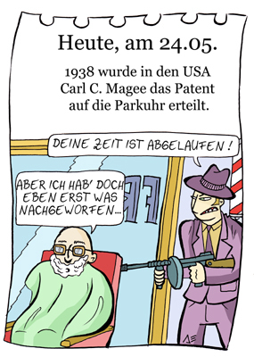 Cartoon: 24. Mai (medium) by chronicartoons tagged parkuhr,gangster,friseur,cartoon