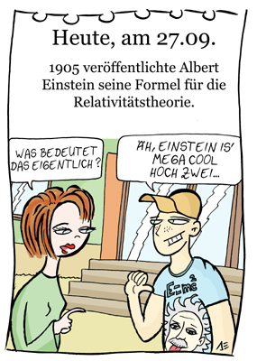 Cartoon: 27. September (medium) by chronicartoons tagged einstein,relativitätstheorie,cartoon