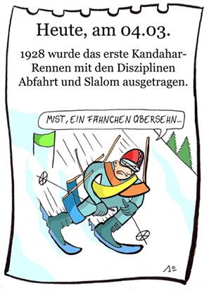 Cartoon: 4.März (medium) by chronicartoons tagged ski,abfahrt,slalom,kandahar,cartoon
