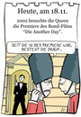 Cartoon: 18. November (small) by chronicartoons tagged queen,elisabeth,james,bond,007,england,cartoon