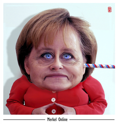 Cartoon: Merkel Online (medium) by zenundsenf tagged andi,walter,angela,in,neuland,merkel,bespitzelung,bundeskanzler,cartoon,composing,handy,karikatur,nsa,offline,online,zenf,zensenf,zenundsenf
