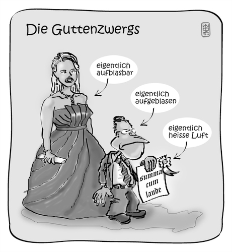 Cartoon: Die Guttenzwergs (medium) by zenundsenf tagged andi,walter,zenundsenf,zensenf,zenf,zwerg,betrug,fake,doktorarbeit,guttenberg