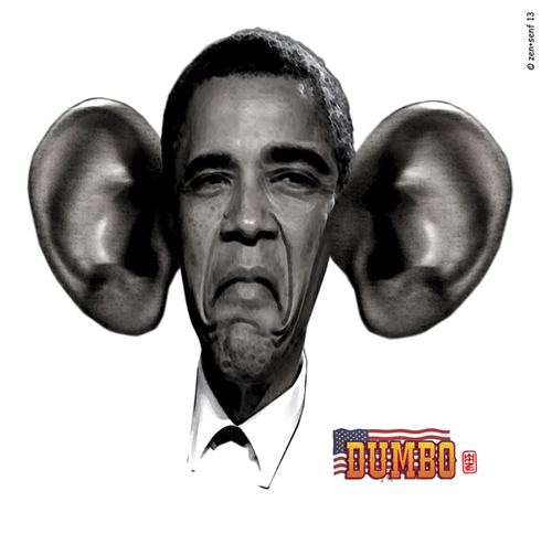 Cartoon: Obama - DUMBO (medium) by zenundsenf tagged andi,walter,barak,obama,cartoon,composing,karikatur,nsa,snowden,edward,wikileaks,zenf,dumbo,zensenf,zenundsenf