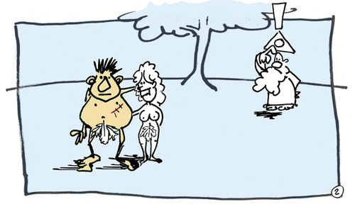 Cartoon: paradise-storys (medium) by zenundsenf tagged adam,eva,adem,awa,paradise,polygamie,zenf,zensenf,zenundsenf,walter,andi