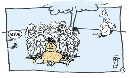 Cartoon: paradise-storys (medium) by zenundsenf tagged adam,eva,adem,awa,paradise,polygamie,zenf,zensenf,zenundsenf,walter,andi