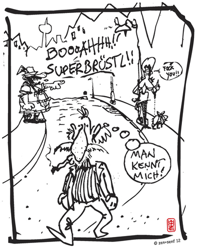 Cartoon: SUPERBRÜSTL! (medium) by zenundsenf tagged walter,andi,zenundsenf,zensenf,zenf,homage,tits,titten,wahnsinn,normaler,cartoonbuch,karikatur,caricature,prüstel,andreas