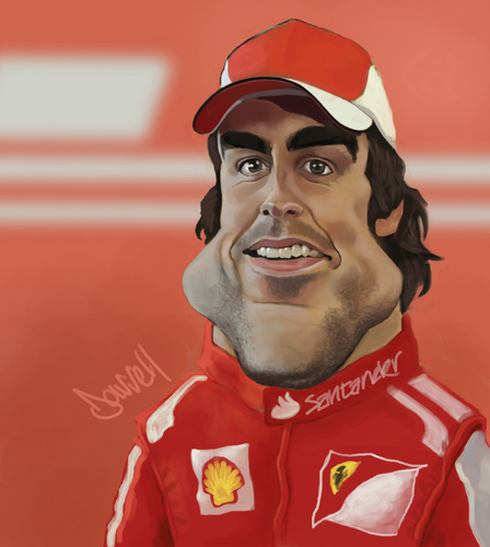 Cartoon: Fernando Alonso (medium) by Darrell tagged f1,alonso,fernando