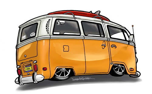Cartoon: Surf bus (medium) by Darrell tagged dazzlarock,camper,vw,caricature