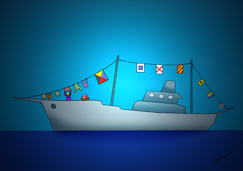 Cartoon: marine flag (medium) by huseyinalparslan tagged marine,flag,symbol