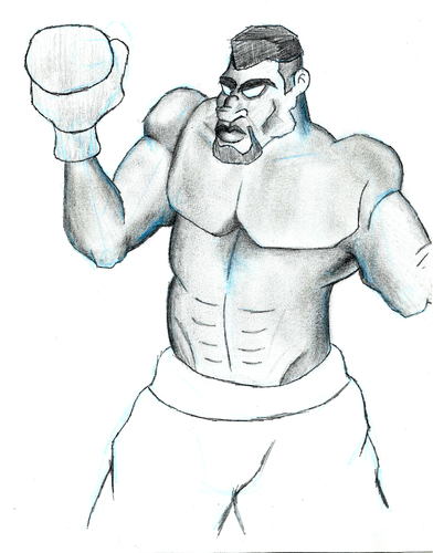 Cartoon: Angry Boxer (medium) by Abe tagged boxer,boxing,musceles,angry,ring,white,black,eyes,upset,mad,beat,the,crap