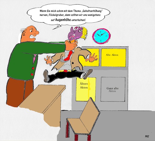 Cartoon: Auf der Chefetage (medium) by arno tagged auf,augenhöhe,gehaltserhöhung