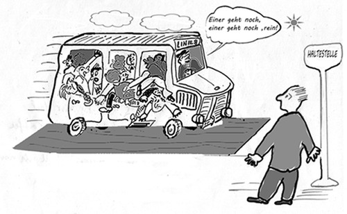 Cartoon: Optimismus (medium) by arno tagged öffentlicher,nahverkehr