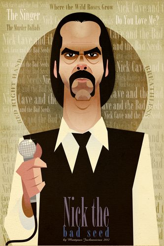 Cartoon: Nick Cave (medium) by Martynas Juchnevicius tagged nick,cave,vector,caricature,singer
