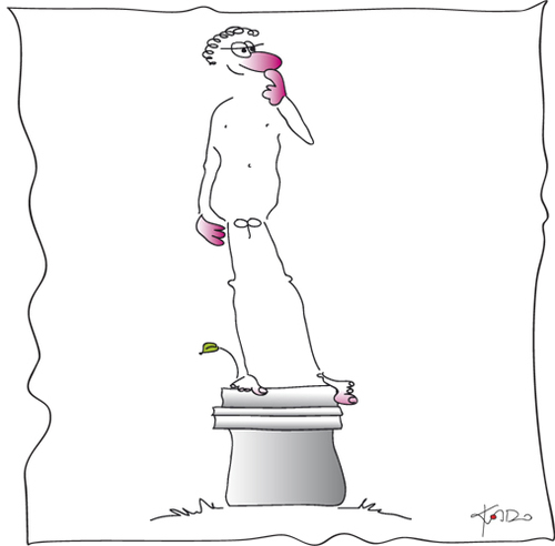 Cartoon: David (medium) by KADO tagged akt,kado,michelangelo,david,renaissance