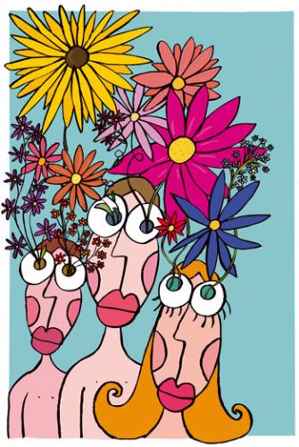 Cartoon: Fleurir (medium) by Albin Christen tagged printemps,springtime,people,flower,fleurs,spring,blumen,colors,couleurs,couleur,fresh,frais,