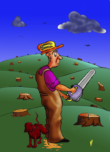 Cartoon: Woodman (medium) by janjicveselin tagged woodman,destruction,of,forests,the,dog,piss,on,erosion,technology,ecology