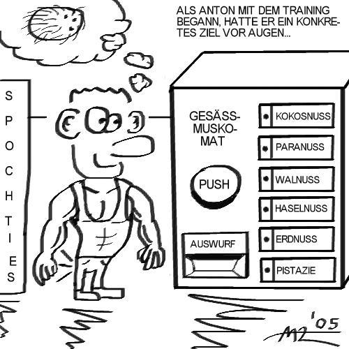 Cartoon: Ziele (medium) by Walwing tagged bodybuilding,nüsse,arsch,muskeln,ziel,