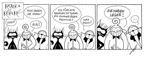 Cartoon: Kater und Köpcke - Plagegeister (medium) by badham tagged publikum,readers,leser,kammerjäger,pest,exterminator,teaser,tease,plagegeist,badham,hammel,kater,köpcke