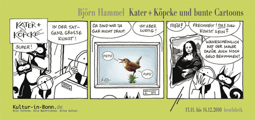Cartoon: Kater und Köpcke - Kunst (medium) by badham tagged artwork,exhibition,artist,lisa,mona,art,kater,köpcke,badham,hammel