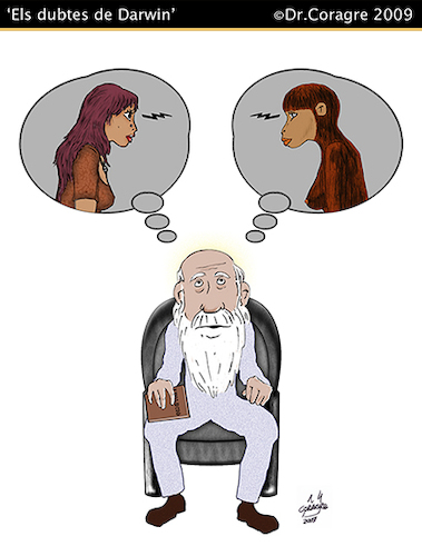 Cartoon: Els Dubtes de Darwin (medium) by DrCoragre tagged humor,darwin,caricatura
