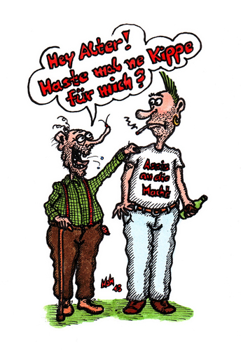 Cartoon: Hey Alter (medium) by noh tagged norbert,heugel,noh,aelziv,alt,alter,punk