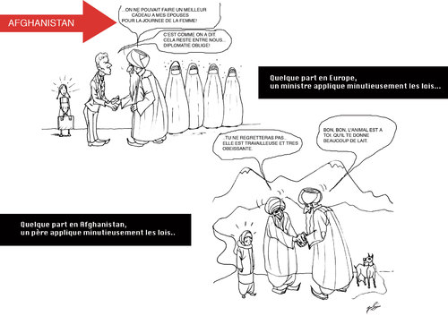 Cartoon: les refugies Afghans (medium) by Bern tagged afghans