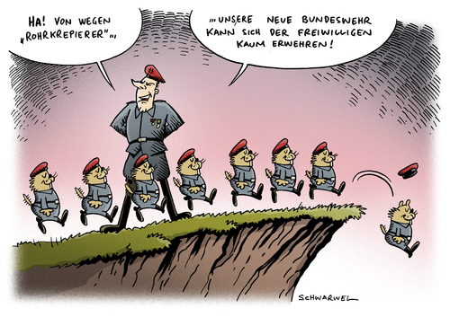 Cartoon: Bundeswehr (medium) by Schwarwel tagged bundeswehr,soldat,armee,freiwillige,krieg,frieden,kampf,waffe,karikatur,schwarwel,bundeswehr,soldat,armee,freiwillige,frieden,kampf,waffe