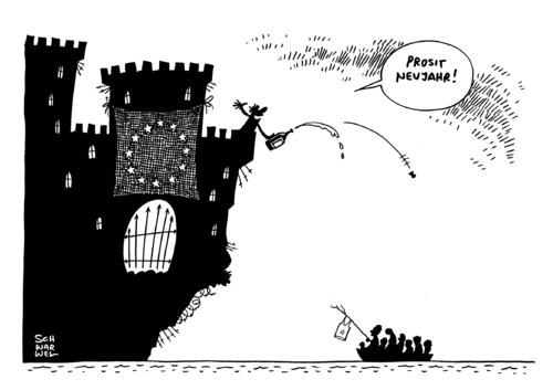 Cartoon: Flüchtlingsdrama vor Europas T (medium) by Schwarwel tagged flüchtlingsdrama,europa,karikatur,schwarwel,flüchtlinge,prosit,neujahr,eu,festung,hilfe,flüchtlingsdrama,europa,karikatur,schwarwel,flüchtlinge,prosit,neujahr,eu,festung,hilfe